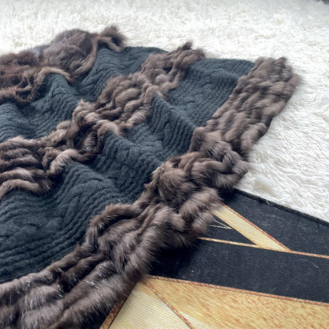 ロシアンセーブル/カシミヤ ポンチョ/ケープ 最高級◎ 本毛皮 ファーコート