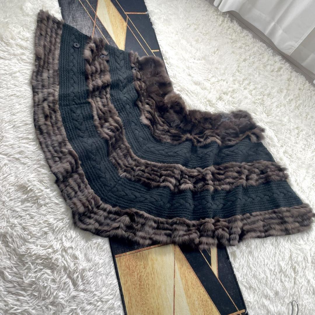 ロシアンセーブル/カシミヤ ポンチョ/ケープ 最高級◎ 本毛皮 ファーコート