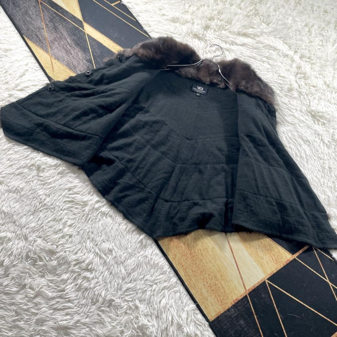 ロシアンセーブル/カシミヤ ポンチョ/ケープ 最高級◎ 本毛皮 ファーコート