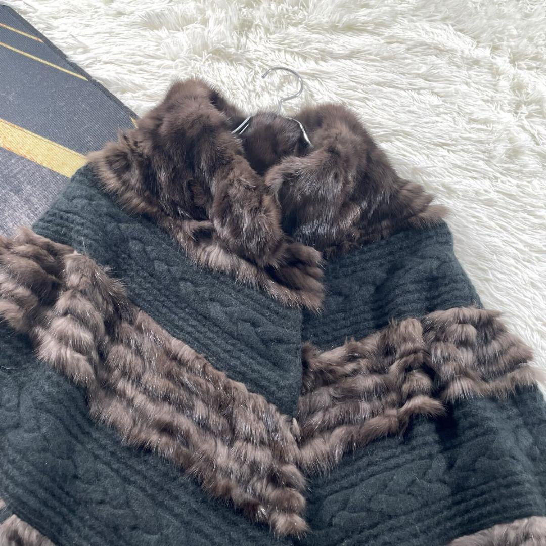 ロシアンセーブル/カシミヤ ポンチョ/ケープ 最高級◎ 本毛皮 ファーコート