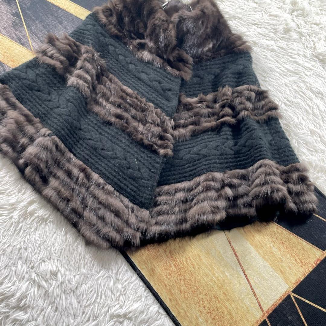 ロシアンセーブル/カシミヤ ポンチョ/ケープ 最高級◎ 本毛皮 ファーコート