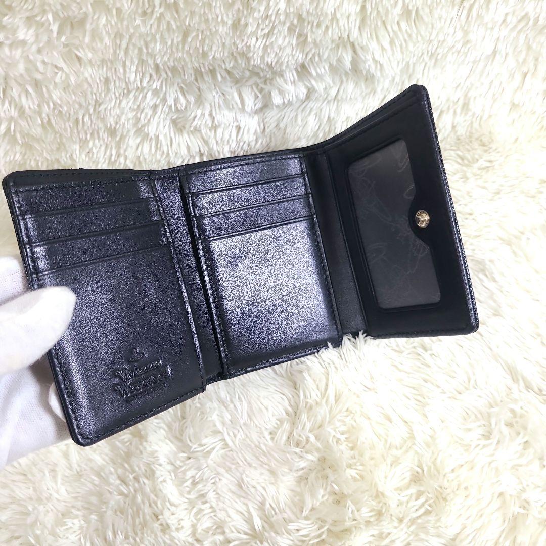 ヴィヴィアンウエストウッド 三つ折り財布 がま口 レザー オーブ ブラック