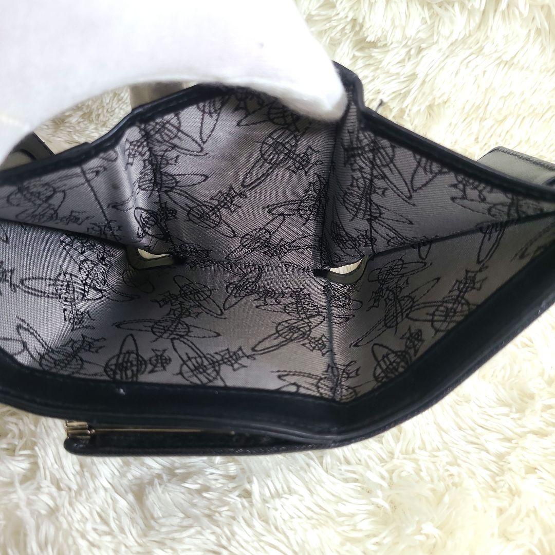 ヴィヴィアンウエストウッド 三つ折り財布 がま口 レザー オーブ ブラック