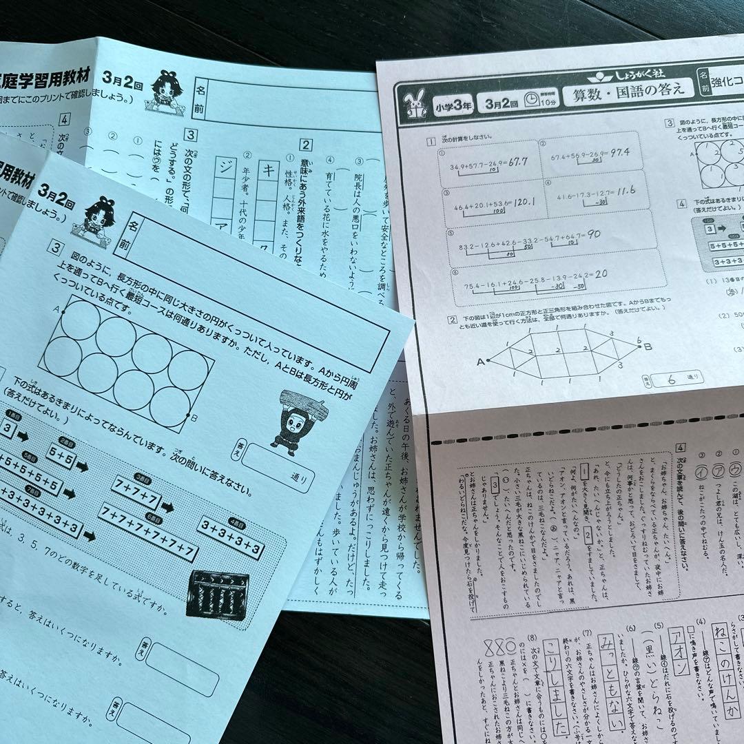 奨学社　小3 強化コース　算数国語　しょうがく社