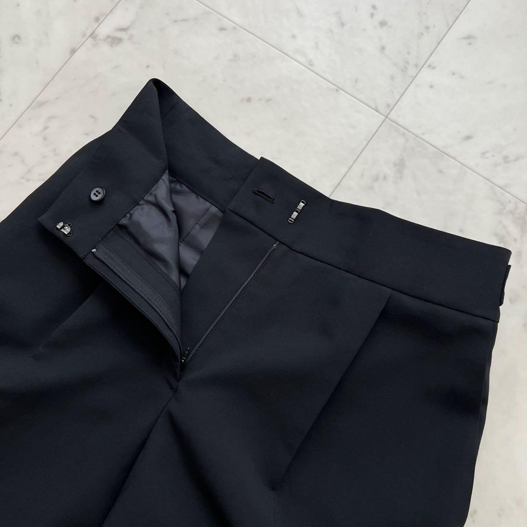 loin. ロワン 雑誌掲載 ミドルタックパンツ 洗える ブラック