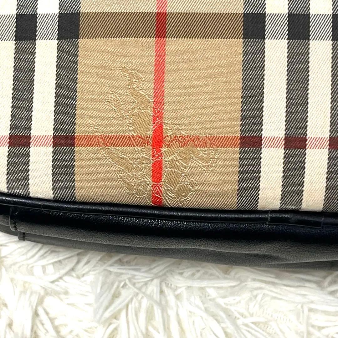 バーバリー ショルダーバッグ ノバチェック シャドーホース ホースロゴ ブラック