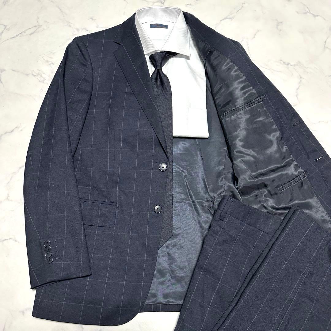 美品　ユナイテッドアローズ　セットアップスーツ　ネイビーチェック　サイズ46