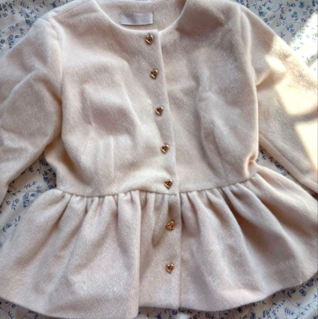 muguet heart button peplum tops ピンク　ペプラム