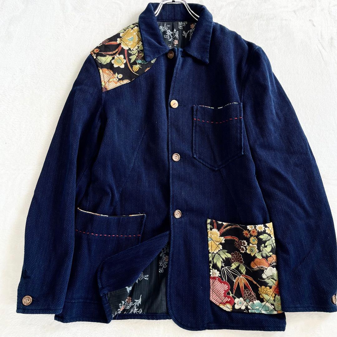 ポケまるこBLUE TRICK カバーオール ジャケット 濃紺 刺し子