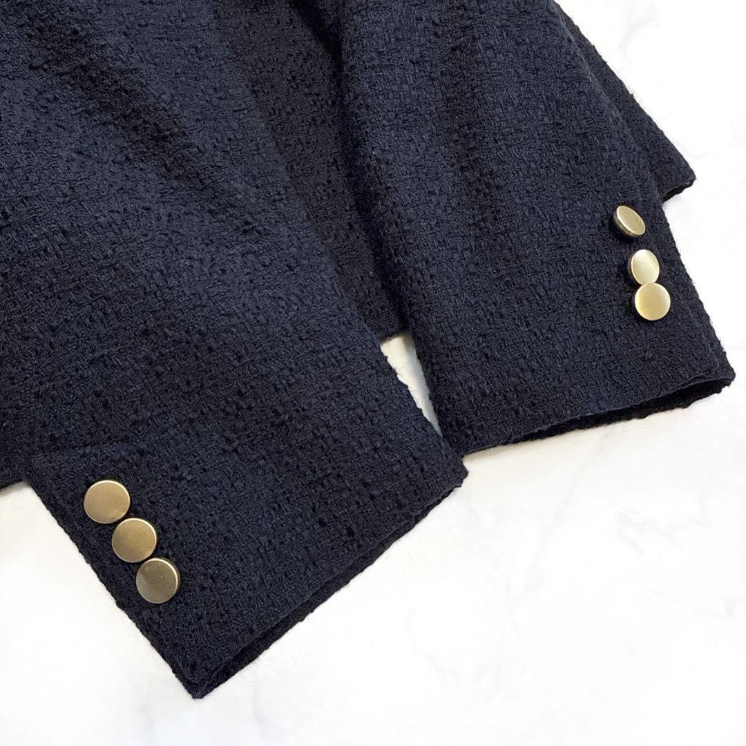 25年 NOBLE ノーブル ツイード ドラペルジャケット ネイビー 金ボタン