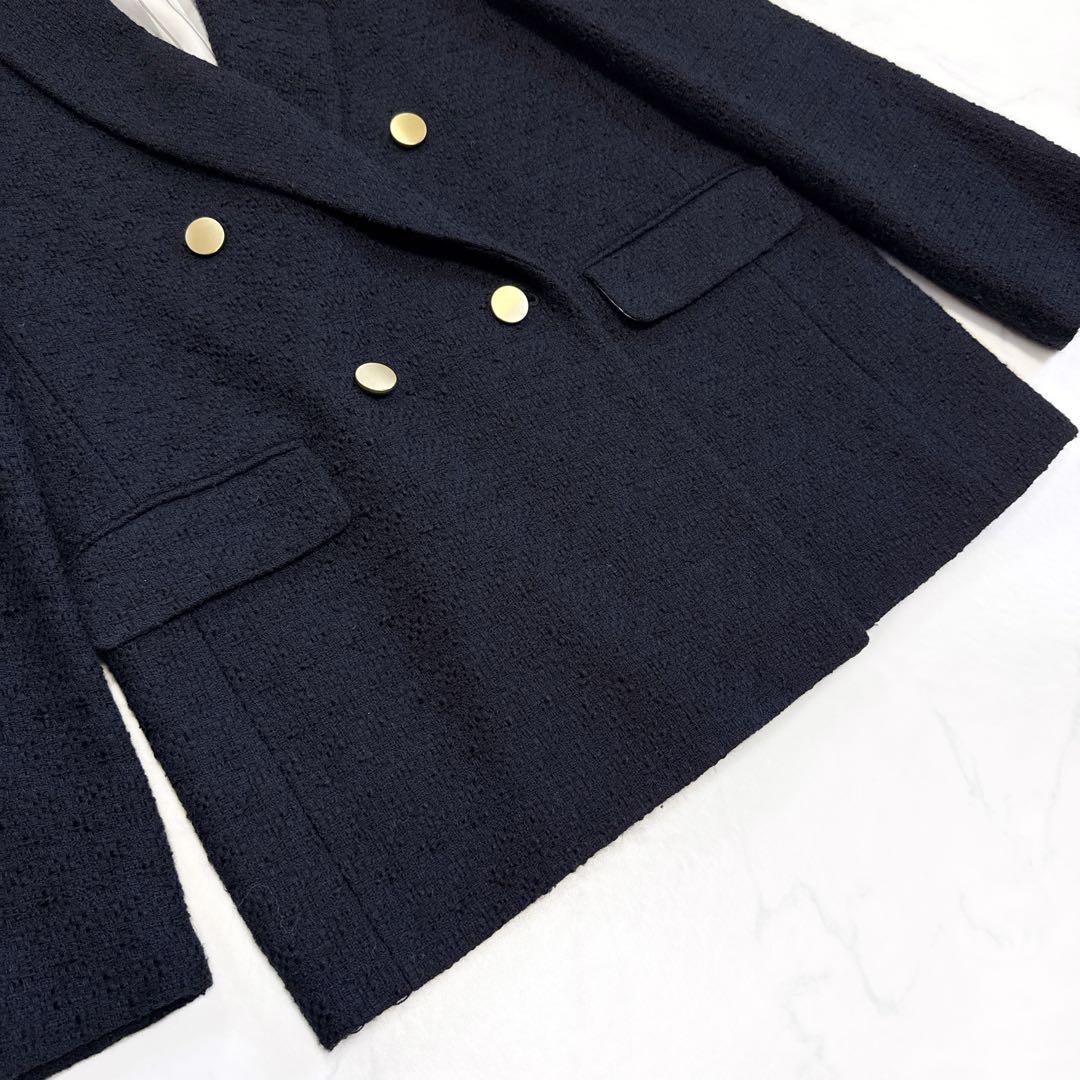 25年 NOBLE ノーブル ツイード ドラペルジャケット ネイビー 金ボタン
