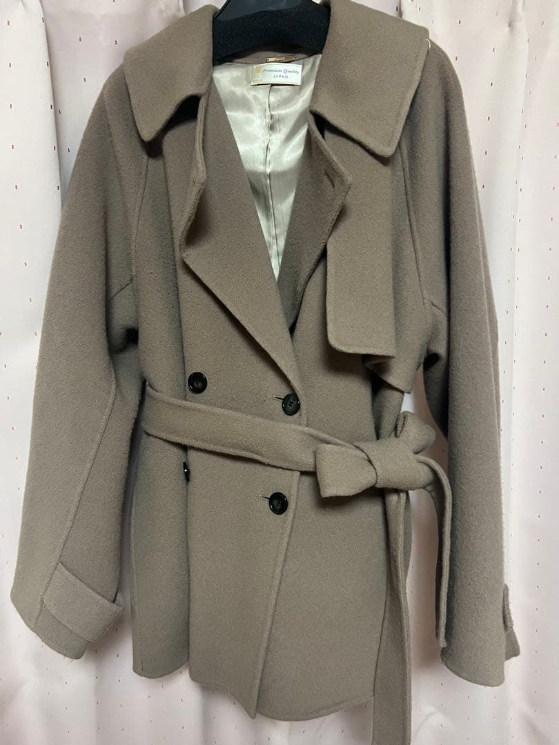 【HIGH QUALITY】スカーフ付きウールミドルコート スカーフ セット