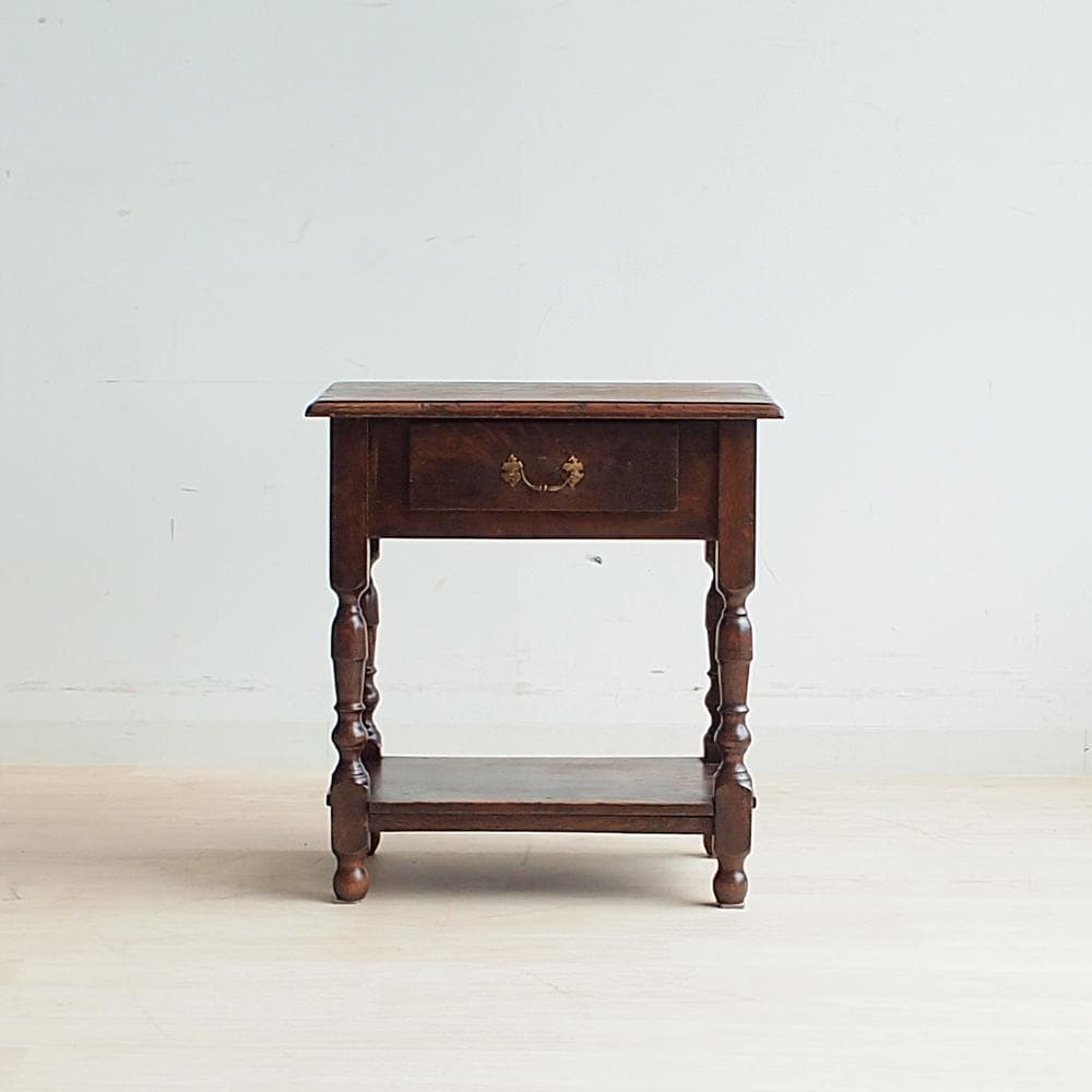 英国アンティーク オーク材 オケージョナルテーブル 引出付き サイドチェスト