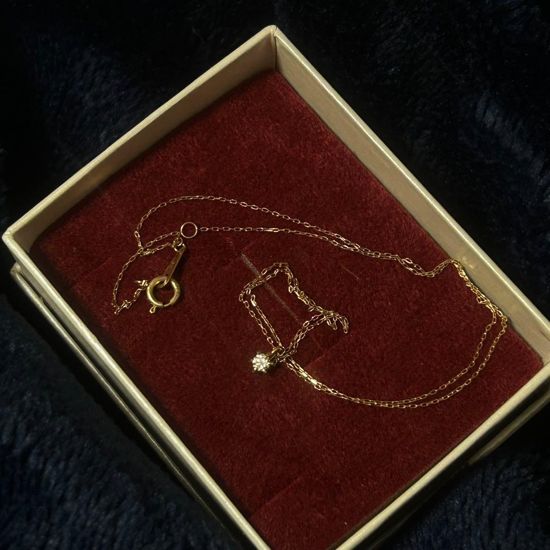 早い者勝ち K10 ゴールド 一粒石 ダイヤモンド チェーン　ネックレス