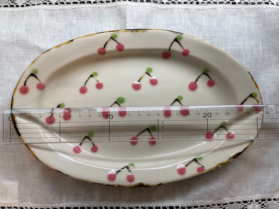 あ*い様 石木文　いしきふみ　チェリー柄オーバルプレート