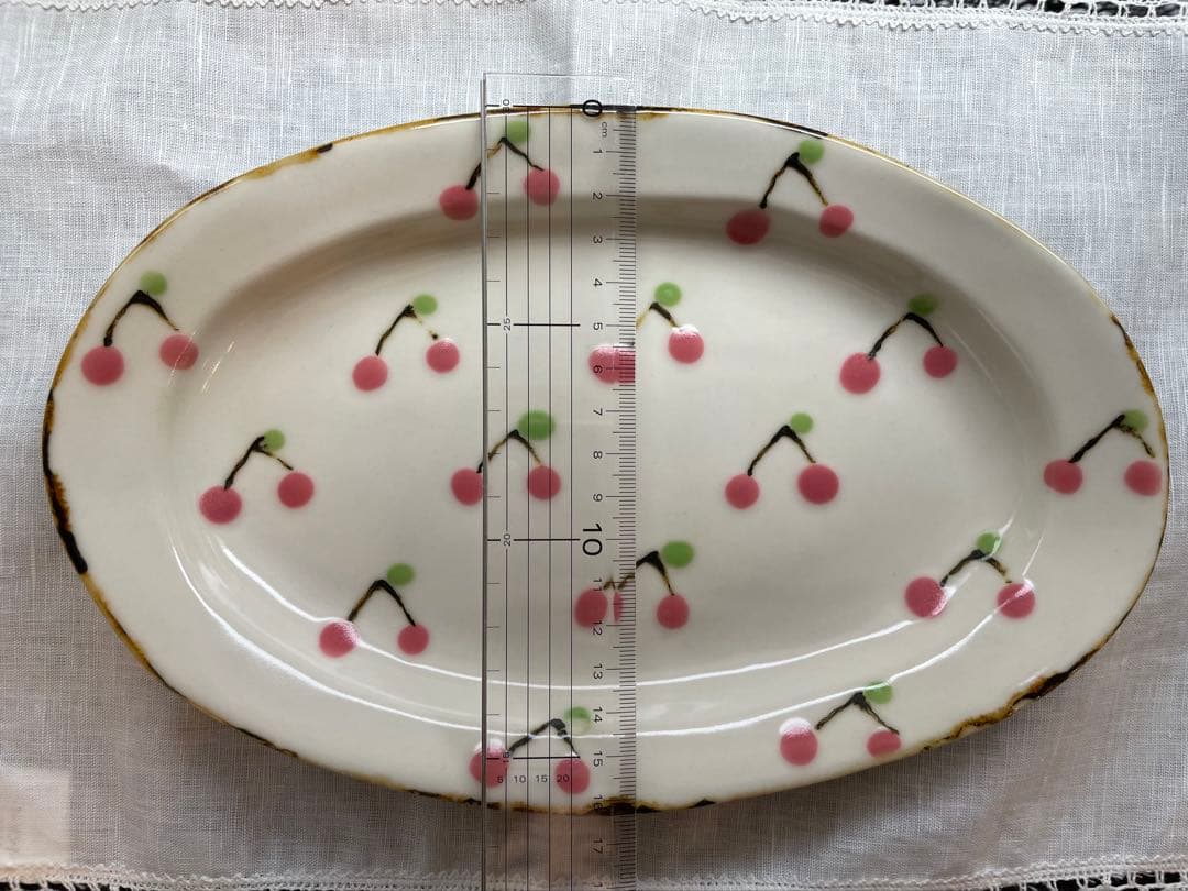 あ*い様 石木文　いしきふみ　チェリー柄オーバルプレート