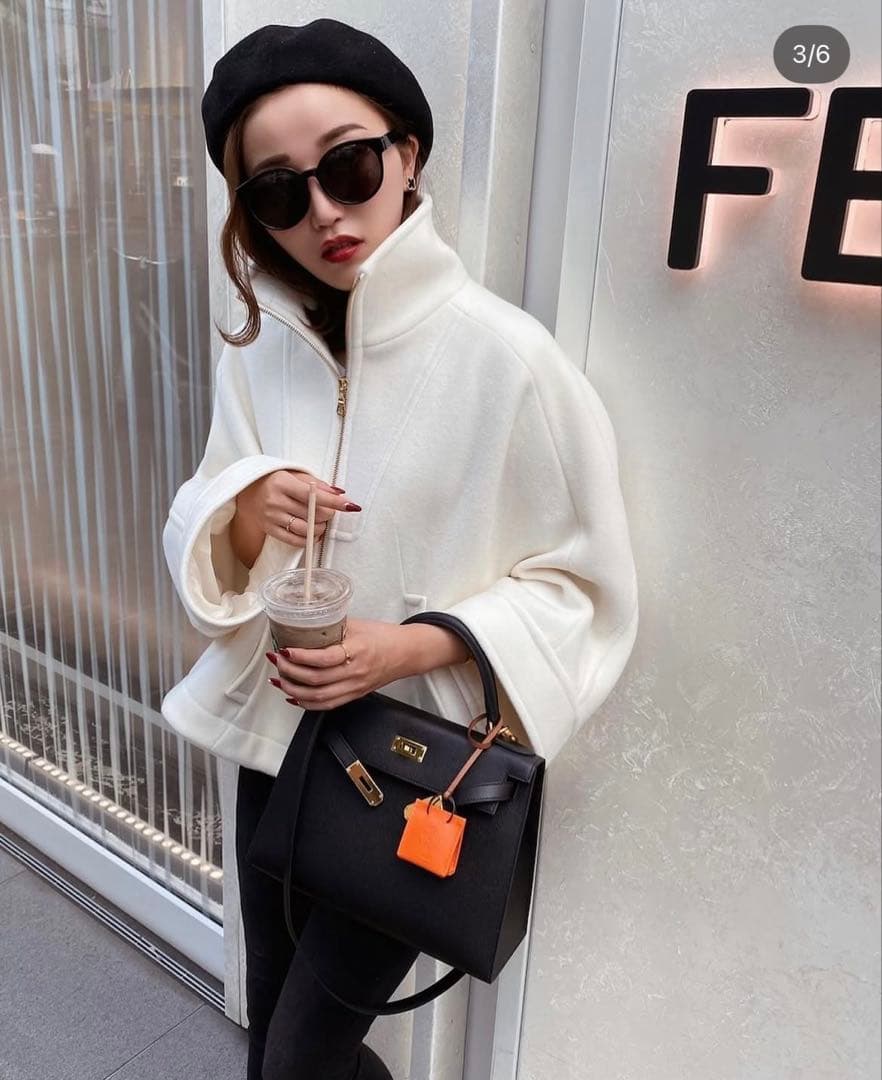 【375】sheller スタンドカラーショートフレアコート