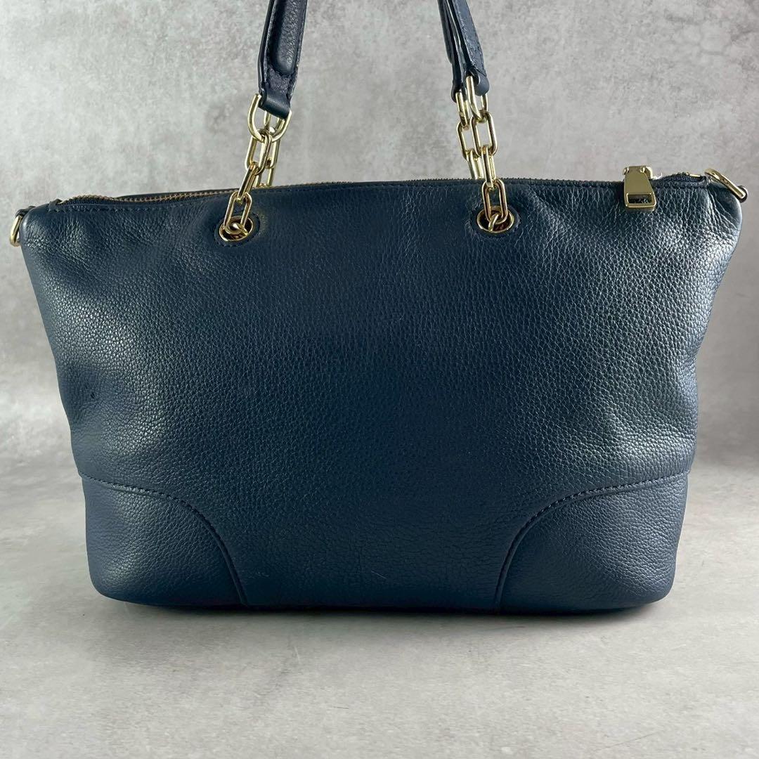 バッグ Tory Burch Amanda Navy Leather 2Way Bag