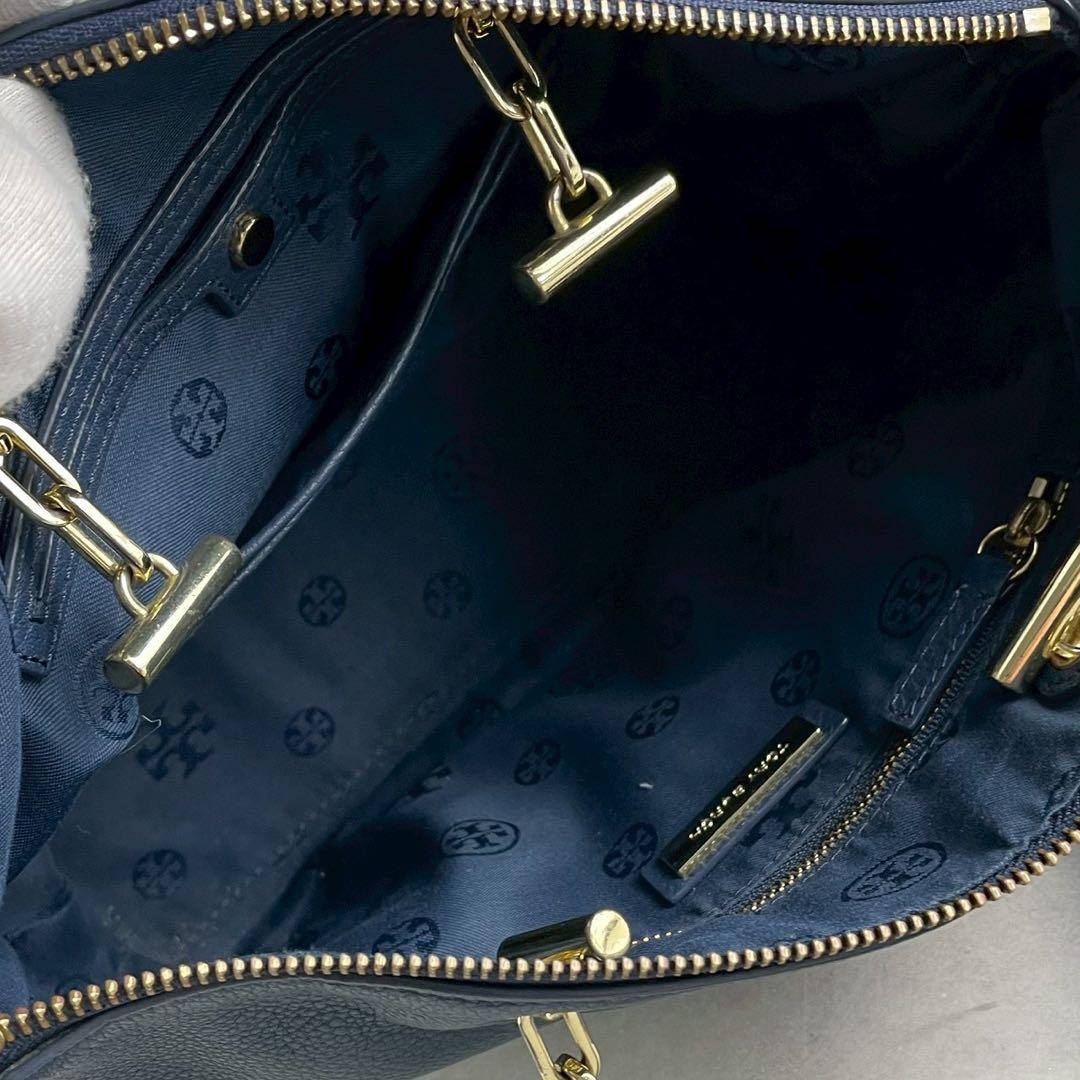 バッグ Tory Burch Amanda Navy Leather 2Way Bag