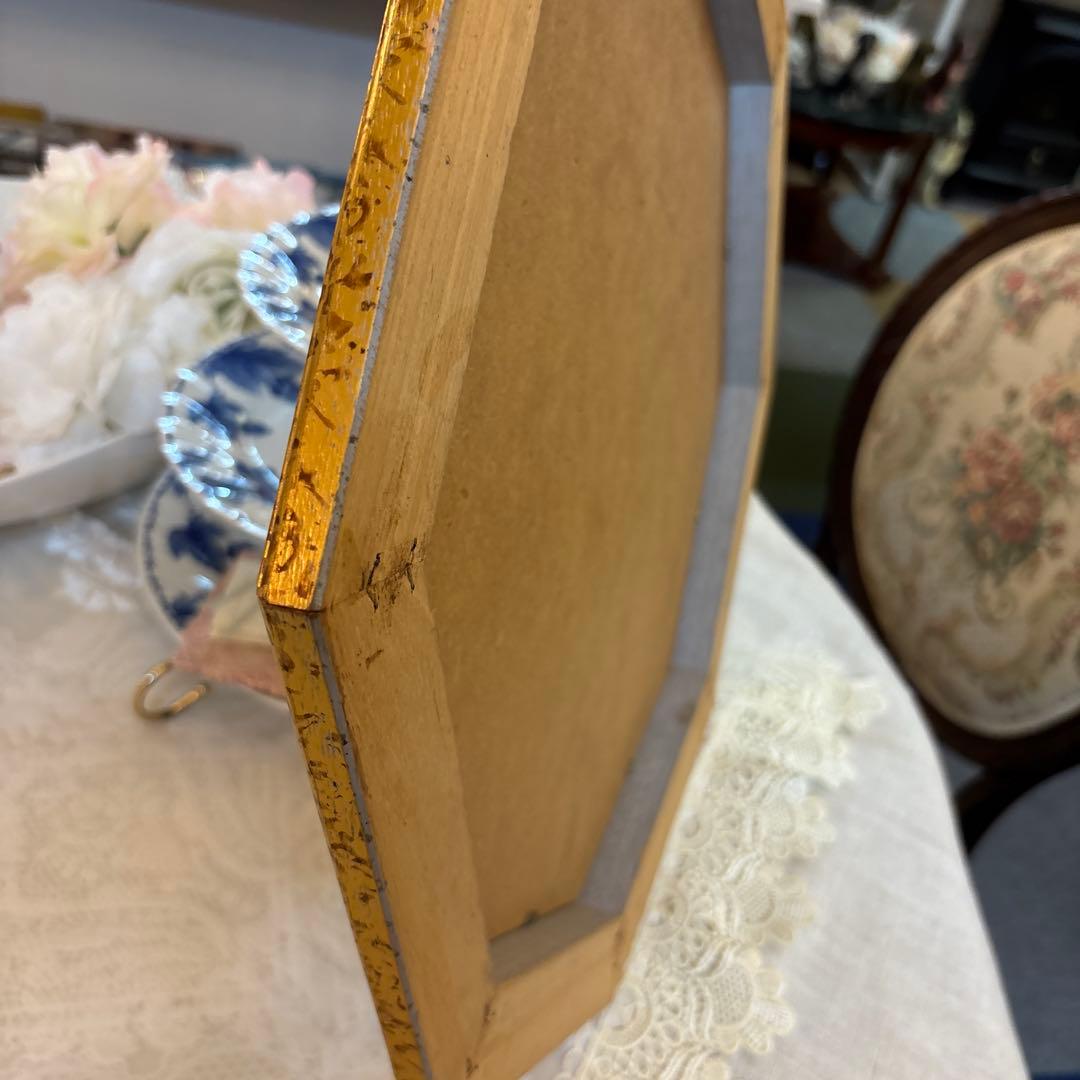 イタリア製金色装飾八角鏡