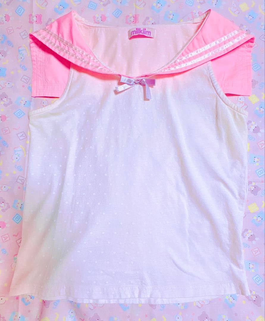 milklim 襟付きタンクトップ インナー セーラー 古着 ゆめかわ