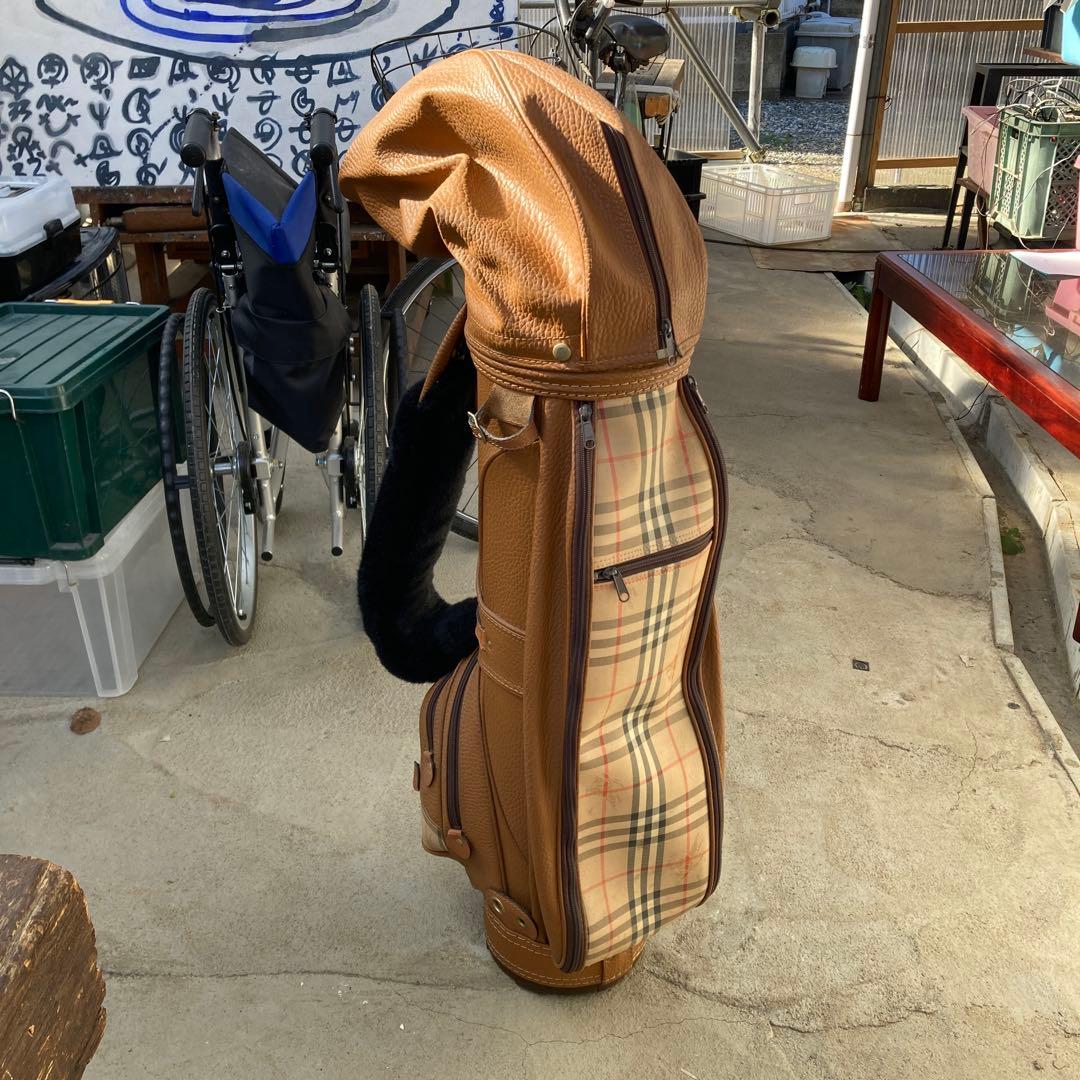 ‏*ﬞ様 Burberry 本革 ノヴァチェック柄 キャディバッグ ゴルフバッグ