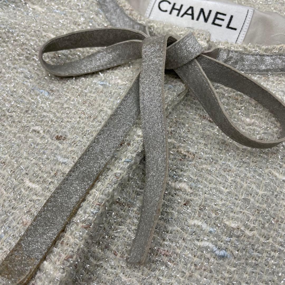 希少モデル✨CHANEL ツイード　ジャケット　グレー　リボン