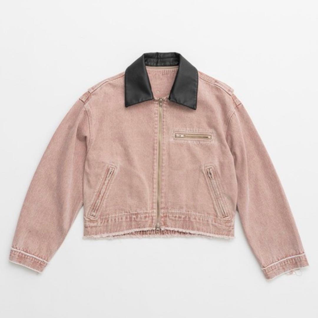 み*き様 prankproject デニムジャケット ピンク　襟レザー
