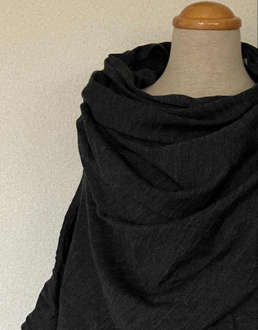 ジュンヤワタナベコムデギャルソン アシンメトリーニットドレープポンチョ