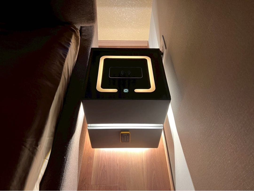 【現在価格4.8万】スマートナイトテーブル ワイヤレス充電・LED グレー 美品