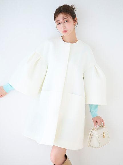 【新品】CELFORD ボリュームスリーブポンチコート OWHT フリー