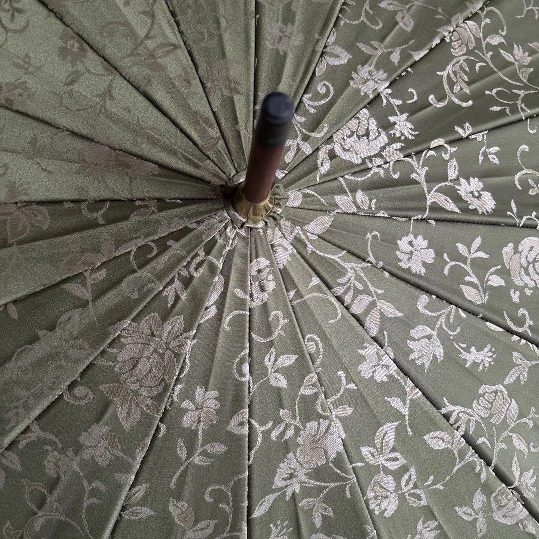 お値下げ　前原光榮商店オリーブグリーン 花柄 長傘