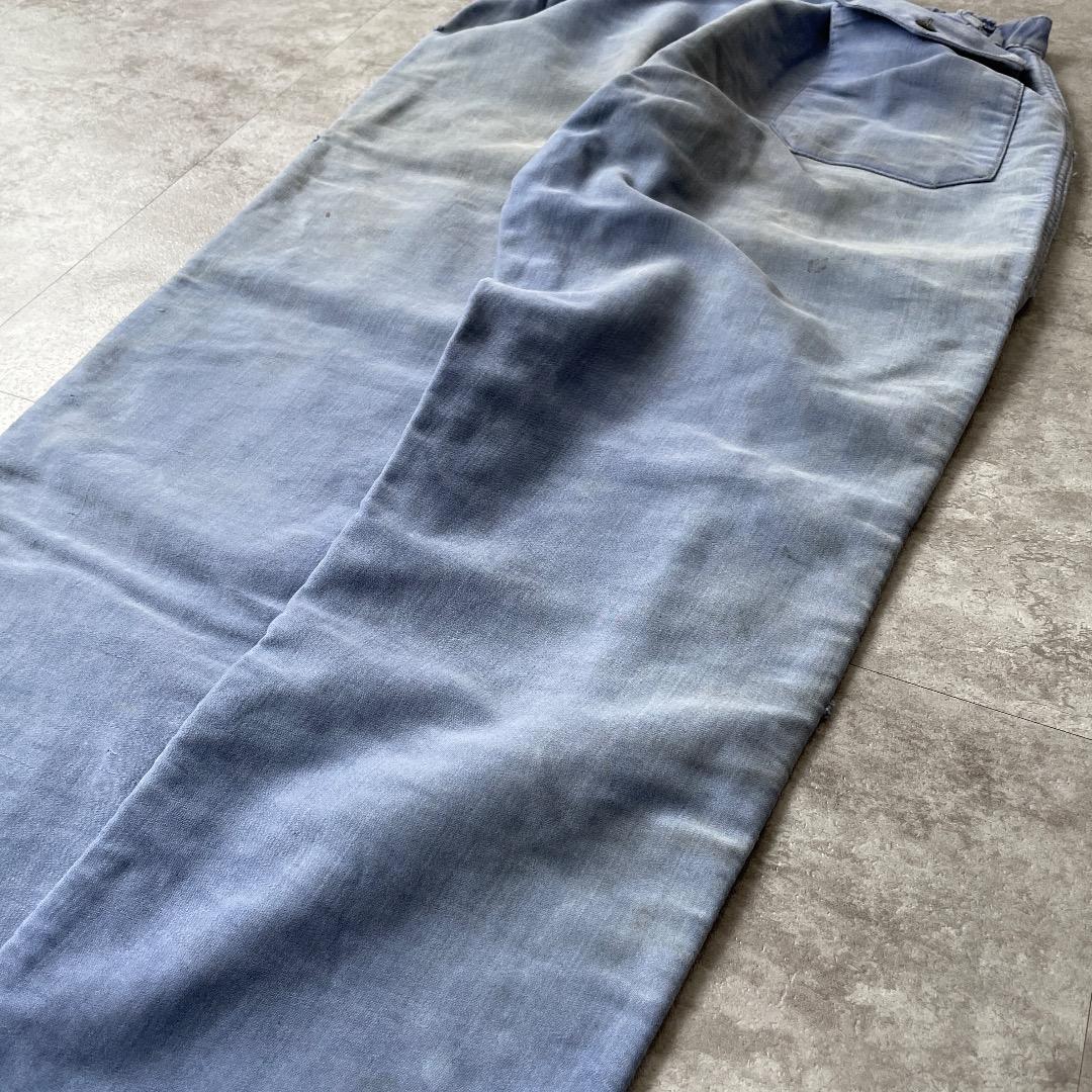 50-60s LE CROiSiC フレンチワークパンツ モールスキン ブルー