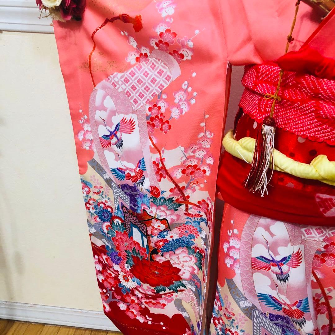 七五三 七歳‼️プリンセスならばピンク❤️豪華御所車手毬花々金彩金箔煌びやか