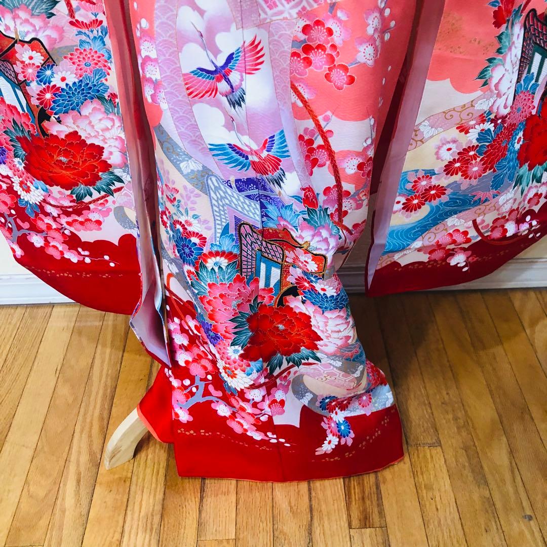 七五三 七歳‼️プリンセスならばピンク❤️豪華御所車手毬花々金彩金箔煌びやか