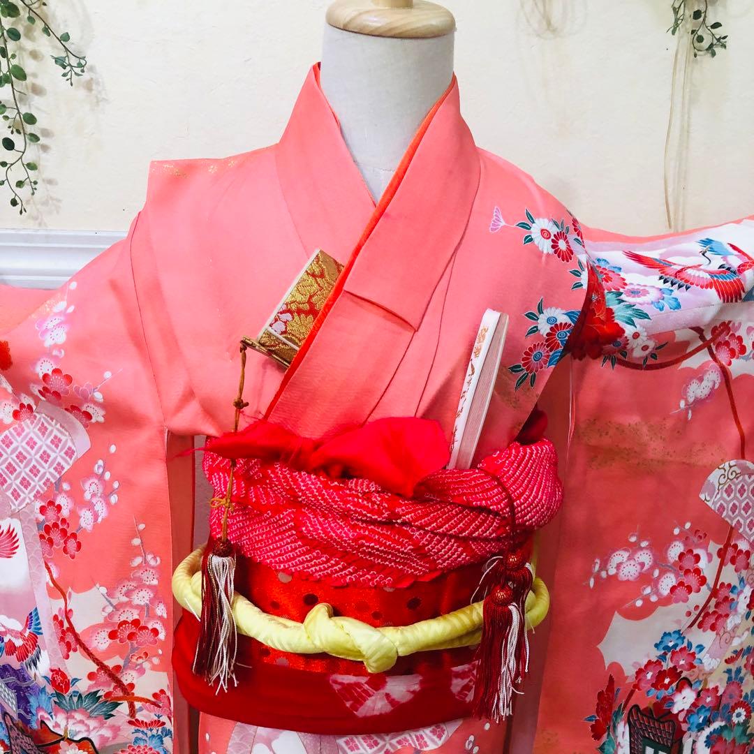 七五三 七歳‼️プリンセスならばピンク❤️豪華御所車手毬花々金彩金箔煌びやか