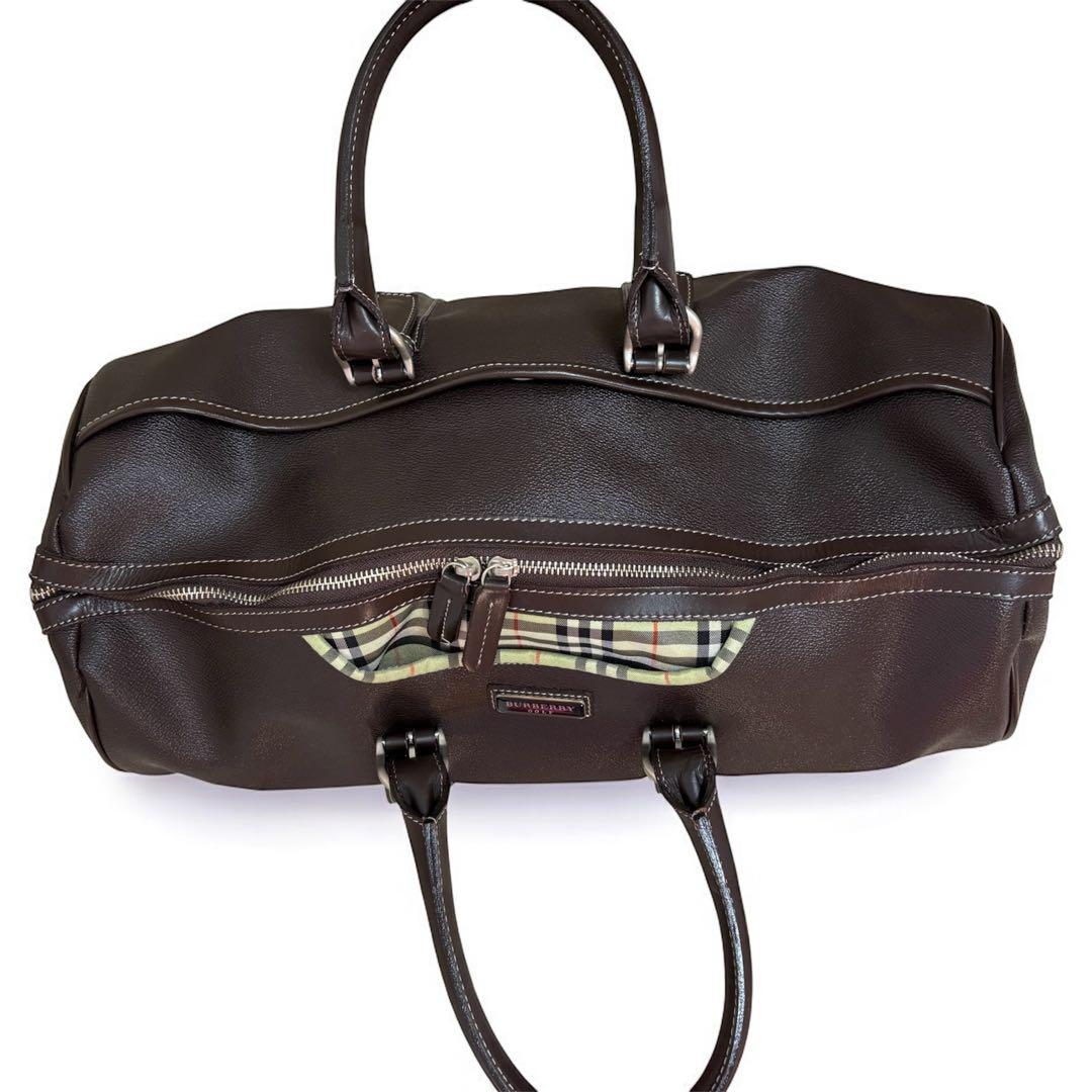 み*ん様 BURBERRY GOLFノバチェック レザー ボストンバッグ 旅行