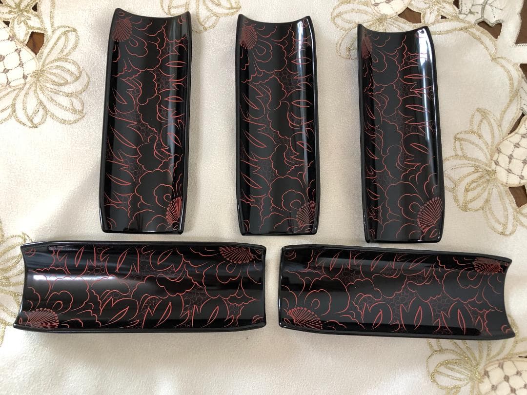 伝統工芸士　山本勝作　越前塗　おしぼり受け　5枚（未使用）