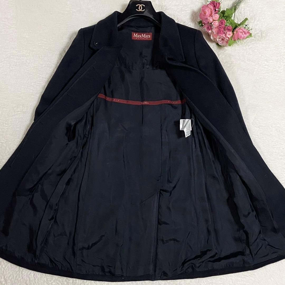 美品● MaxMara マックスマーラ ロングコート ウール ネイビー 40