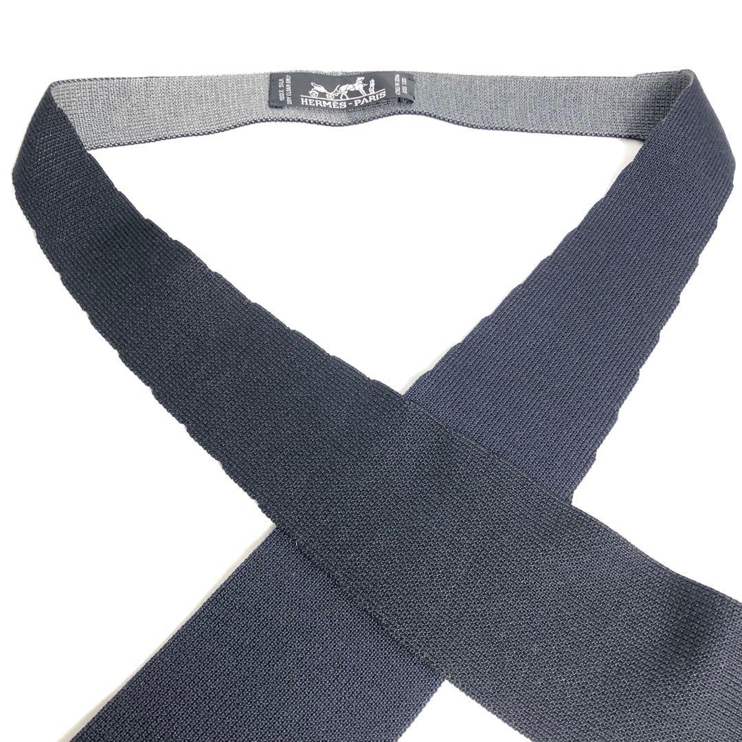 【美品】HERMES エルメス ネクタイ ニットタイ 4WAY キャトルタン 黒