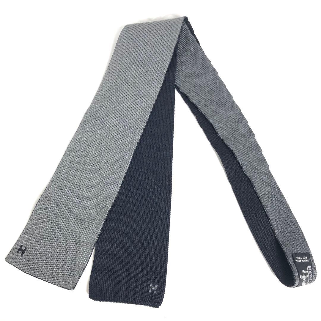 【美品】HERMES エルメス ネクタイ ニットタイ 4WAY キャトルタン 黒