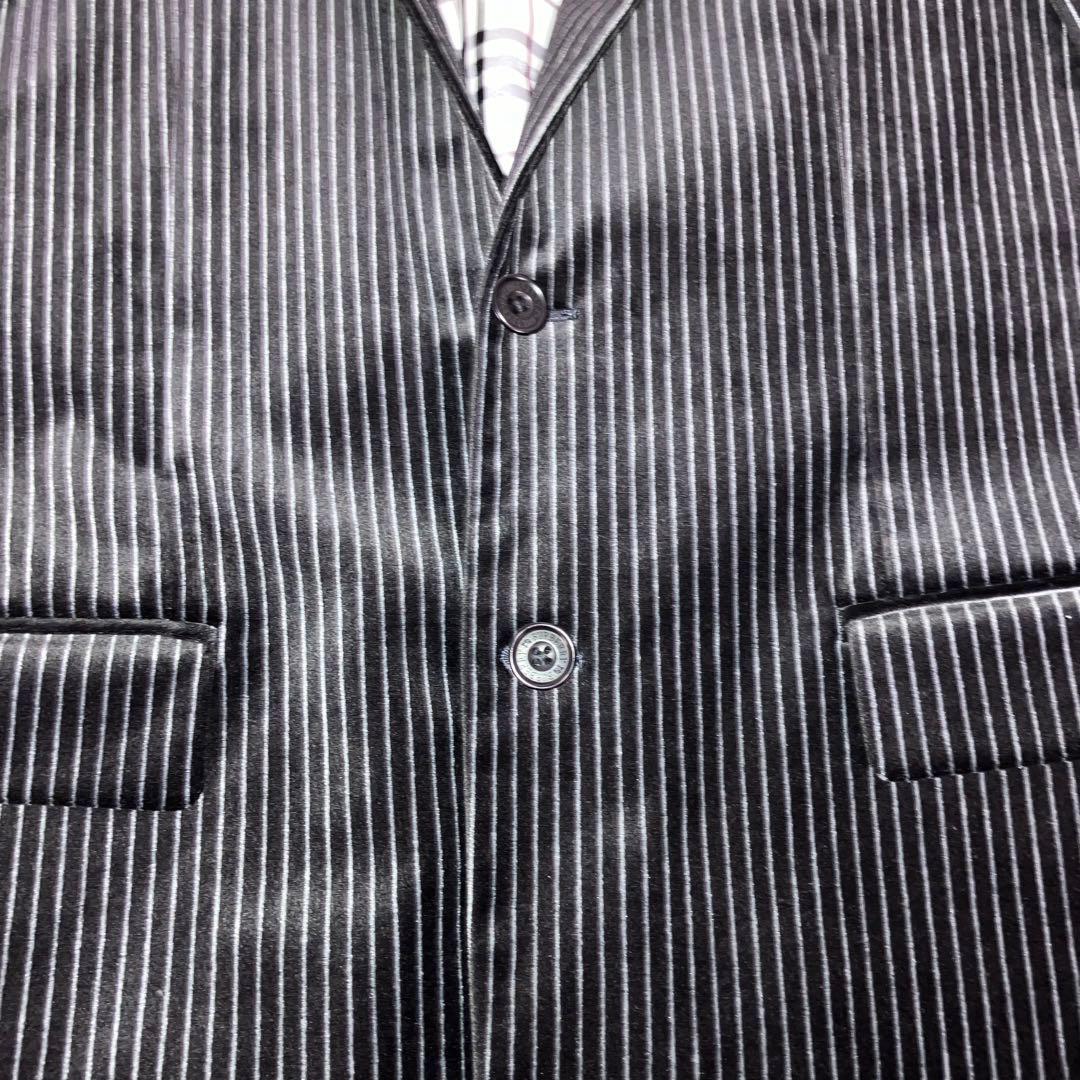 バーバリーブラックレーベル　ベロアジャケット　ブラック／グレー・ストライプ　M