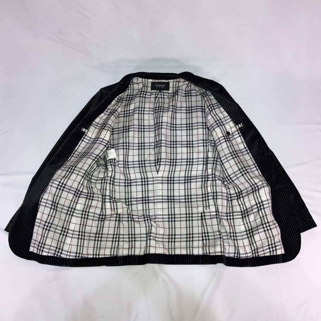 バーバリーブラックレーベル　ベロアジャケット　ブラック／グレー・ストライプ　M