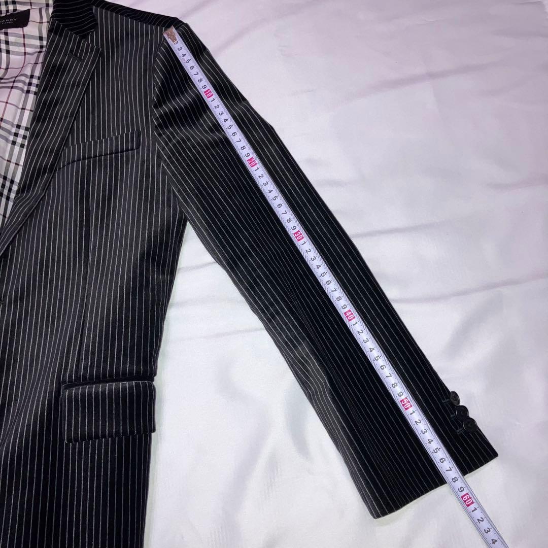 バーバリーブラックレーベル　ベロアジャケット　ブラック／グレー・ストライプ　M