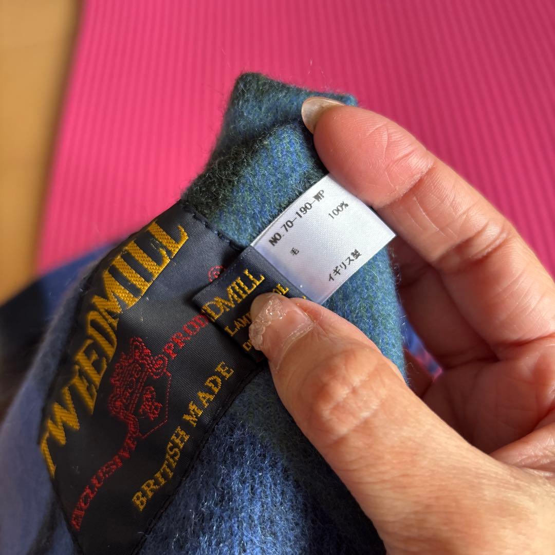 早いもの勝ち美品！人気色TWEEDMILL 大判ウールチェックマフラー♡