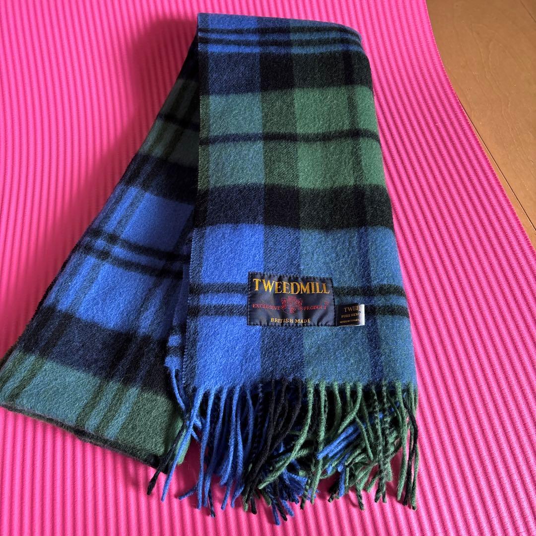 早いもの勝ち美品！人気色TWEEDMILL 大判ウールチェックマフラー♡
