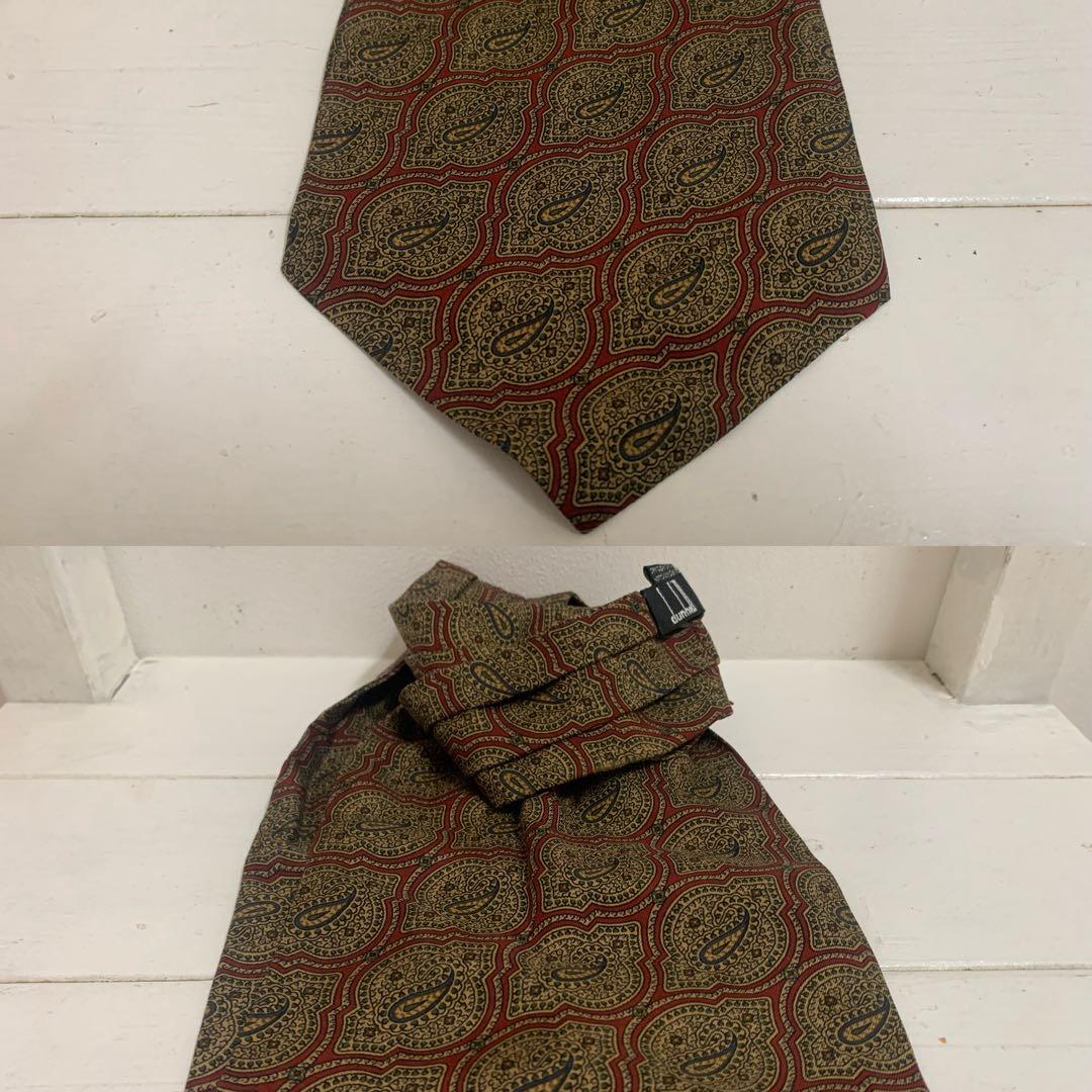dunhill LONDON VINTAGE ITALY製 シルクアスコットタイ