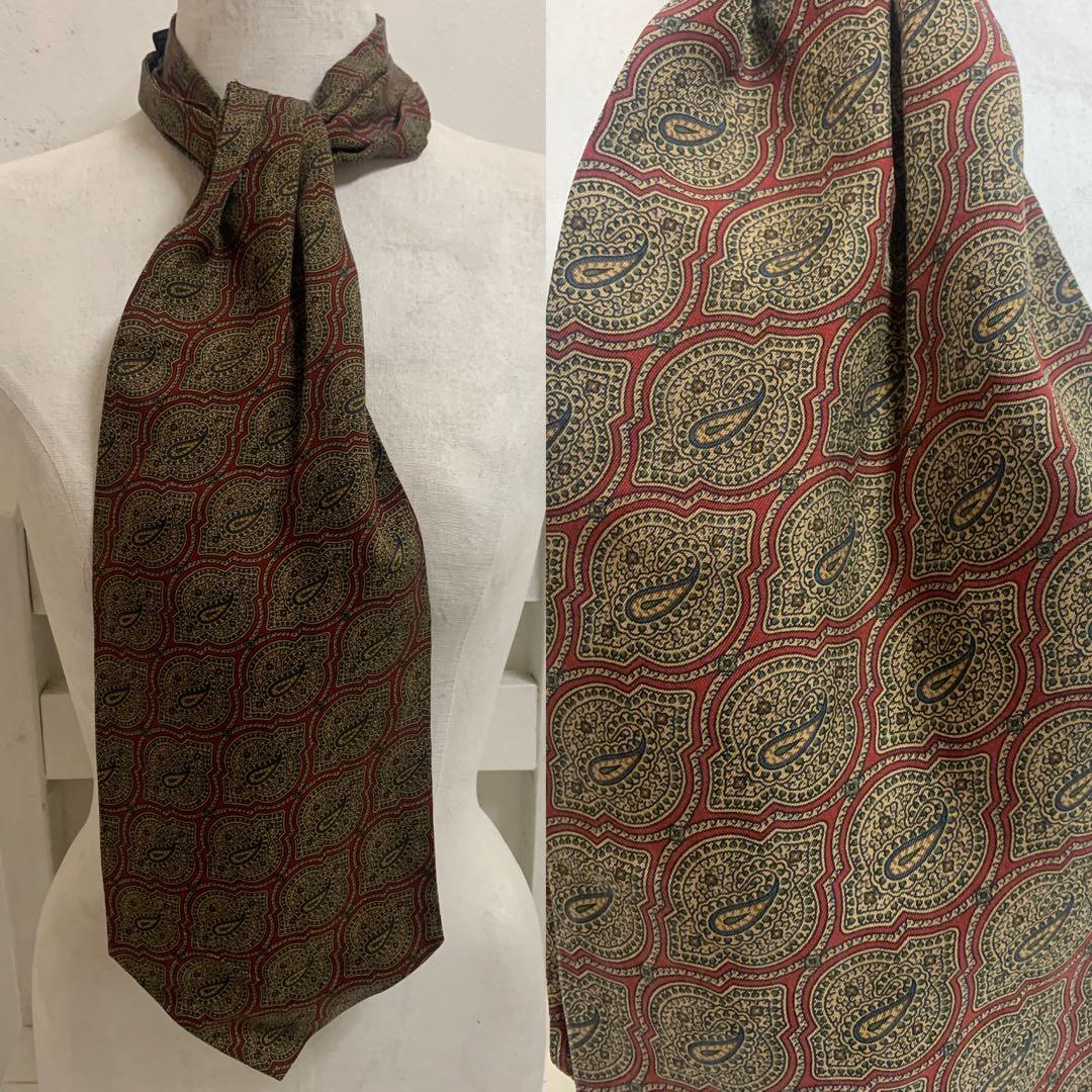 dunhill LONDON VINTAGE ITALY製 シルクアスコットタイ