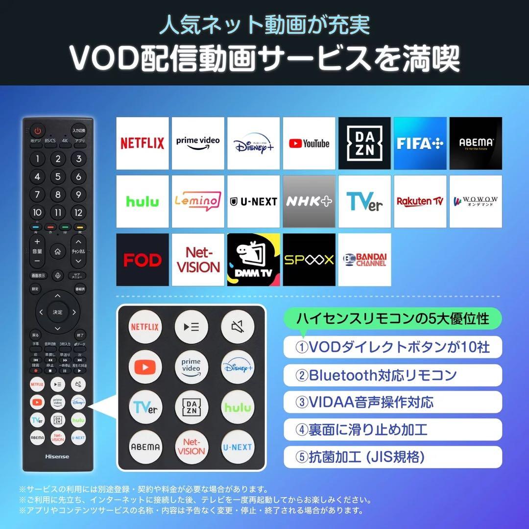 【展示品アウトレット】ハイセンス 55インチ 4K 液晶テレビ 55E6N 送込