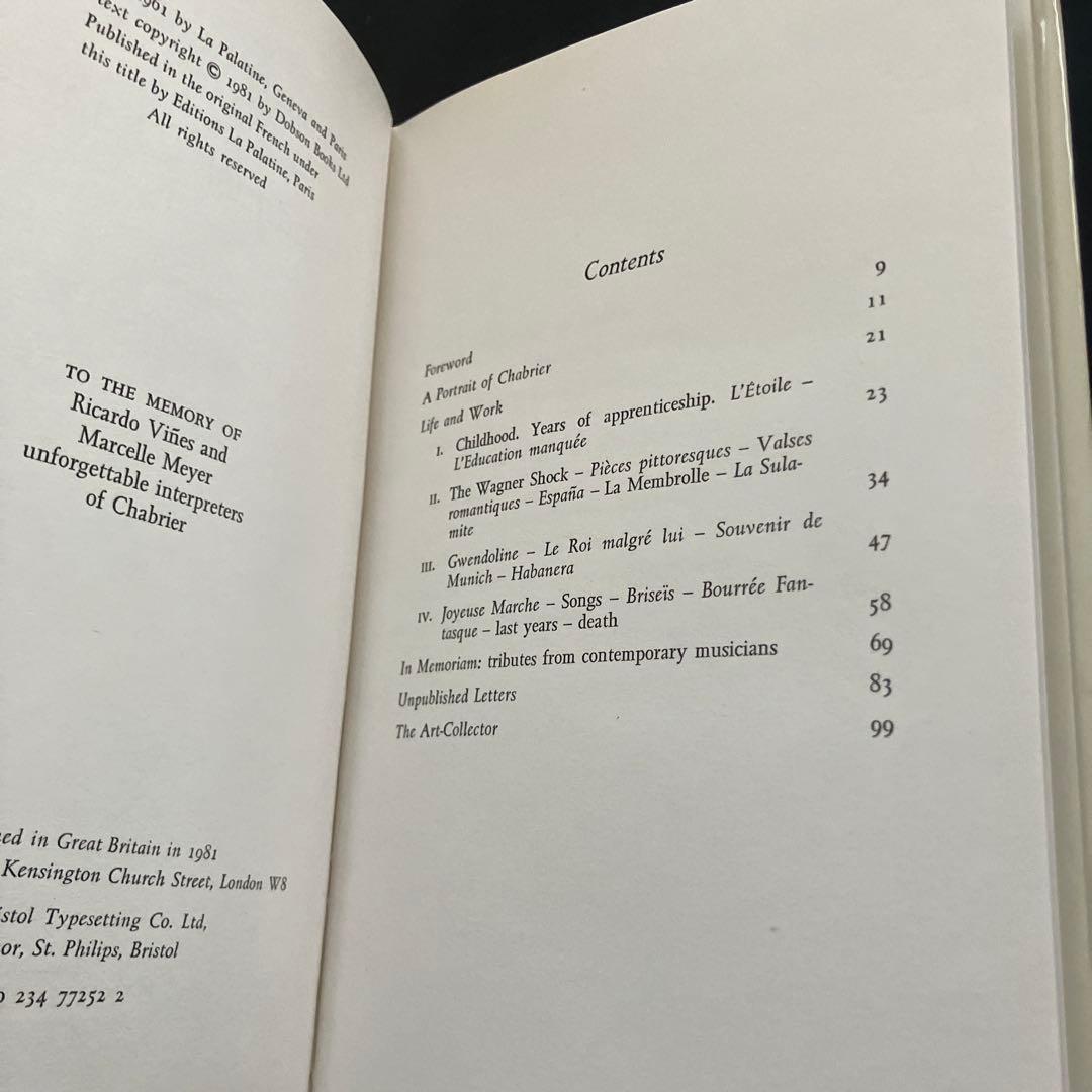 洋書 Emmanuel Chabrier by Francis Poulenc